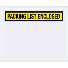 Panel Face Envelopes, "Packing List Enclosed" Print, 5-1/2"L x 4-1/2"W, Yellow, 1000/Pack