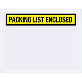 Panel Face Envelopes, "Packing List Enclosed" Print, 7"L x 5-1/2"W, Yellow, 1000/Pack