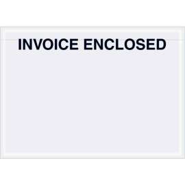 Panel Face Envelopes, "Invoice Enclosed" Print, 7"L x 5"W, Clear, 1000/Pack