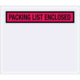 Panel Face Envelopes, "Packing List Enclosed" Print, 7"L x 6"W, Red, 1000/Pack