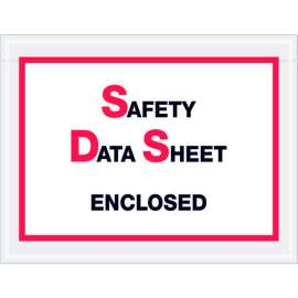 Full Face SDS Envelopes, "Safety Data Sheet Enclosed" Print, 5"L x 6-1/2"W, Clear, 1000/Pack