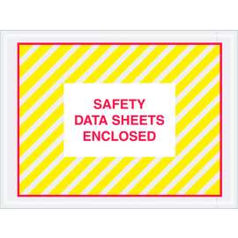 SDS Envelopes w/ "Safety Data Sheet Enclosed" Print, 6"L x 4-1/2"W, Yellow/Red, 1000/Pack