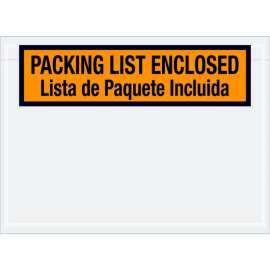 Bilingual Envelopes, "Packing List Enclosed" Print, 7-1/2"L x 5-1/2"W, Orange, 1000/Pack