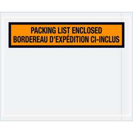 Bilingual Envelopes, "Packing List Enclosed" Print, 5-1/2"L x 4-1/2"W, Orange, 1000/Pack