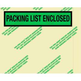 Panel Face Envelopes, "Packing List Enclosed" Print, 5-1/2"L x 4-1/2"W, Green, 1000/Pack