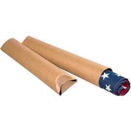 Crimped End Mailing Tubes, 4" Dia. x 24"L, 0.08" Thick, Kraft, 15/Pack