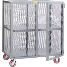 Little Giant Mobile Storage Locker w/1 Shelf & Poly Wheels, 48"L x 24"W x 56"H, Gray
