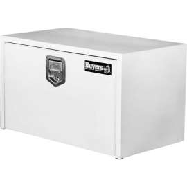 Buyers Steel Underbody Truck Box w/ Stainless Steel Rotary Paddle - White 18x18x30 - 1702203