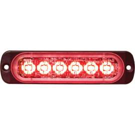 Buyers LED Rectangular Red Low Profile Strobe Light 12V - 6 LEDs - 8891903