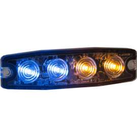 Buyers 4.4" Amber/Blue Surface Mount Ultra-Thin Strobe Light - 4 LED - 8892248