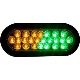 Buyers 6" Amber/Green Oval Recessed Strobe Warning Light With 24 LED - SL66AG
