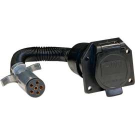 Buyers Products 6-Way Round to 7-Way Flat RV Adapter with 8 Inch Prewired Cable - TC1067P