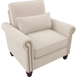 Bush Business Furniture Coventry Accent Chair w/ Nailheads & Arm, Cream