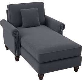 Bush Business Furniture Coventry Chaise Lounge w/ Arms, 41-1/2"W x 62-3/16"D x 35-3/4"H, Dark Gray