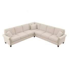 Bush Business Furniture Coventry L Shaped Sectional Couch, 111"W x 111"D x 35-3/4"H, Cream