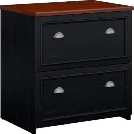 Bush Furniture Lateral File Cabinet - Antique Black / Hansen Cherry - Fairview Series