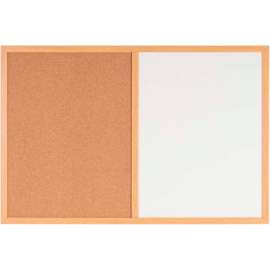 MasterVision Maya Combo Board, Melamine Dry-Erase and Cork Board, 36" X 48", Oak Frame