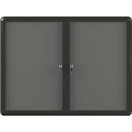 MasterVision Gray Fabric Bulletin Enclosed Board Cabinet, Two Acrylic Swing Doors, 36" x 48"