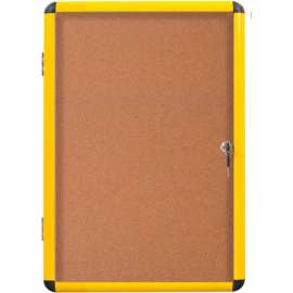 MasterVision Industrial Cork Bulletin Enclosed Board Cabinet, Single Swing Door, 47" x 38"