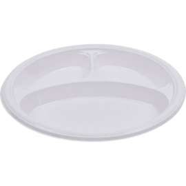 Boardwalk Hi-Impact Plastic Dinnerware, Plate, 3-Compartment, 10", White, 500/case