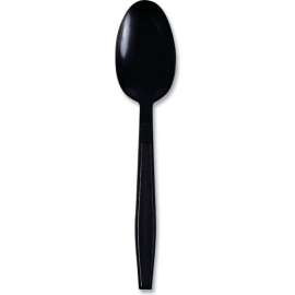 Boardwalk Heavyweight Wrapped Polypropylene Cutlery, Teaspoon, Black, 1,000/case