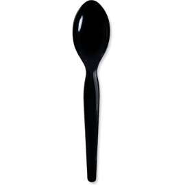 Boardwalk Heavyweight Wrapped Polystyrene Cutlery, Teaspoon, Black, 1,000/case