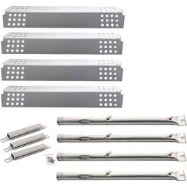 Avenger BBQ Burner Repair Kit Incl. SS Heat Plate Tent Shields, Grill Burners & Adj. Crossover Tubes