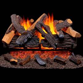 Duluth Forge Vented Natural Gas Fireplace Log Set, 30", 65000 BTU, Match Light, Heartl& Oak