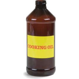 Carlisle 381613 Amber Cooking Oil Bottle w/ Label 16 Oz.