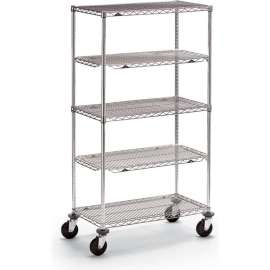 Metro qwikSLOT Wire Shelf Truck w/3 Shelves, 800 lb. Capacity, 48"L x 18"W x 68"H