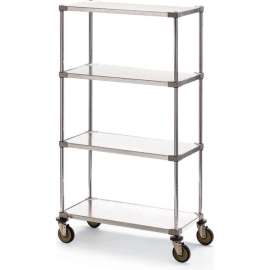 Metro Super Erecta Shelf Truck w/4 Shelves, 900 lb. Capacity, 36"L x 18"W x 68"H, Silver