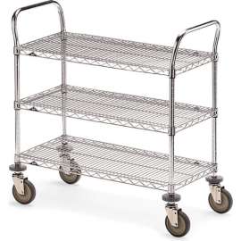 Metro Wire Cart w/3 Shelves, 900 lb. Capacity, 60"L x 18"W x 39-1/2"H