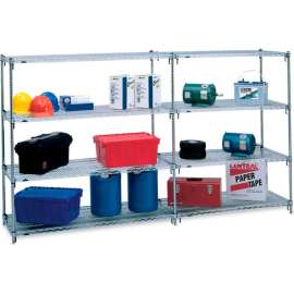 Metro, Chrome, 4 Tier, Wire Shelving Add-On Unit, 48"W x 18"D x 63"H