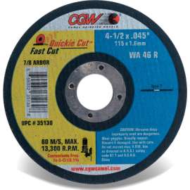 CGW Abrasives 35131 Fast Cut Thin Cutting Wheel 6" x 0.045" x 7/8" Type 1 Aluminum Oxide