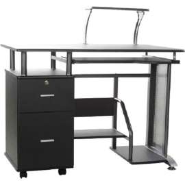 OneSpace 50-100505 Rothmin Computer Desk with Storage Cabinet, Black