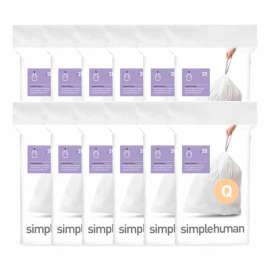 simplehuman Trash Can Liner Code Q - 17 Gallon, 25.2 X 32.7, 1.18 Mil, White, Pack of 240