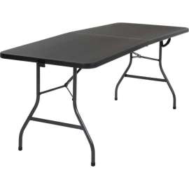 Cosco Fold-in-Half Plastic Table, 72" x 30" x 29", Black
