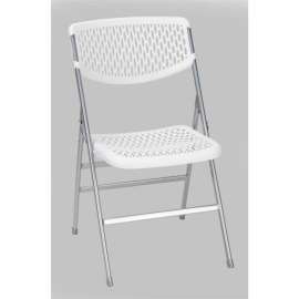 Bridgeport Commercial Resin Mesh Folding Chair - White, Pack of 4