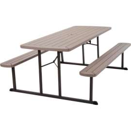 Bridgeport 6' Folding & Stackable Picnic Table, Taupe