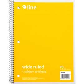 C-Line 1-Subject Notebook, Wide Ruled, 70-Page, Yellow, 24 Each/Set