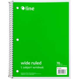 C-Line 1-Subject Notebook, Wide Ruled, 70-Page, Green, 24 Each/Set
