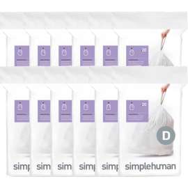 simplehuman Trash Can Liner Code D - 5 Gallon, 15.8 x 28, 1.18 Mil, White, Pack of 240