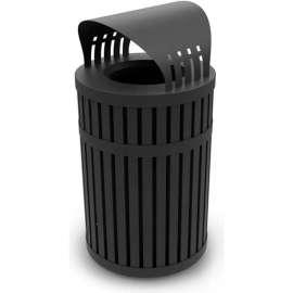 Parkview Trash Can w/Canopy Top, 45 Gallon, Black