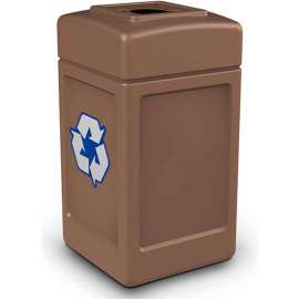 PolyTec Recycling Can w/Square Open Top, 42 Gallon, Nuthatch