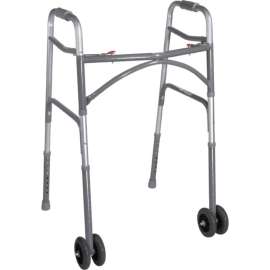 Drive Medical 10220-1WW Heavy Duty Bariatric Two Button Walker with 5" Dual Wheels