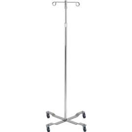 Drive Medical 13033 Economy Removable Top IV Pole, Chrome Plated Steel, 2 Hook, 40"- 82" Height