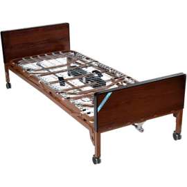 Delta Ultra Light Full Electric Hospital Bed with Half Rails and Therapeutic Support Mattress