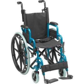 Drive Medical WB1400-2GJB Wallaby Pediatric Folding Wheelchair, 14" Seat, Jet Fighter Blue