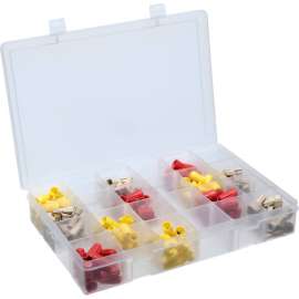 Durham Large Plastic Compartment Box LPADJ-CLEAR - Adjustable with 20 Dividers, 13-1/8x9x2-5/16
