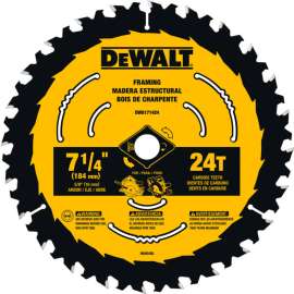 DeWALT Circular Saw Blades, 24 Teeth, 7-1/4"Dia., 7000 RPM